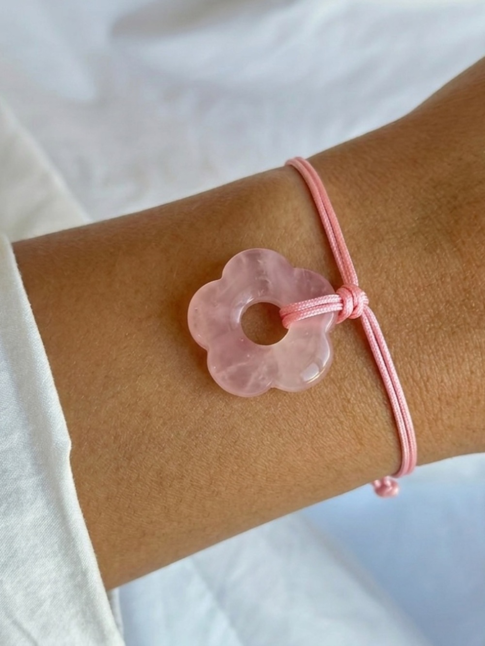 Rose Quartz Flower Bracelet